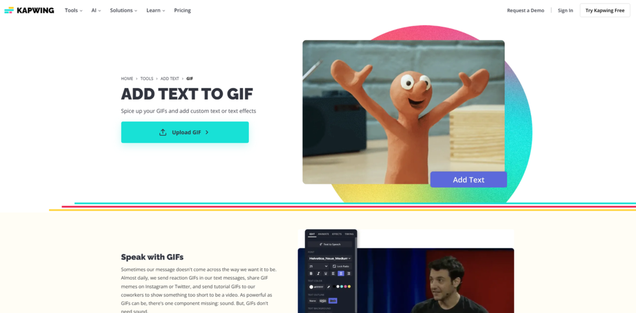 Interfaz de Kapwing: la herramienta perfecta para escribir texto en GIFs