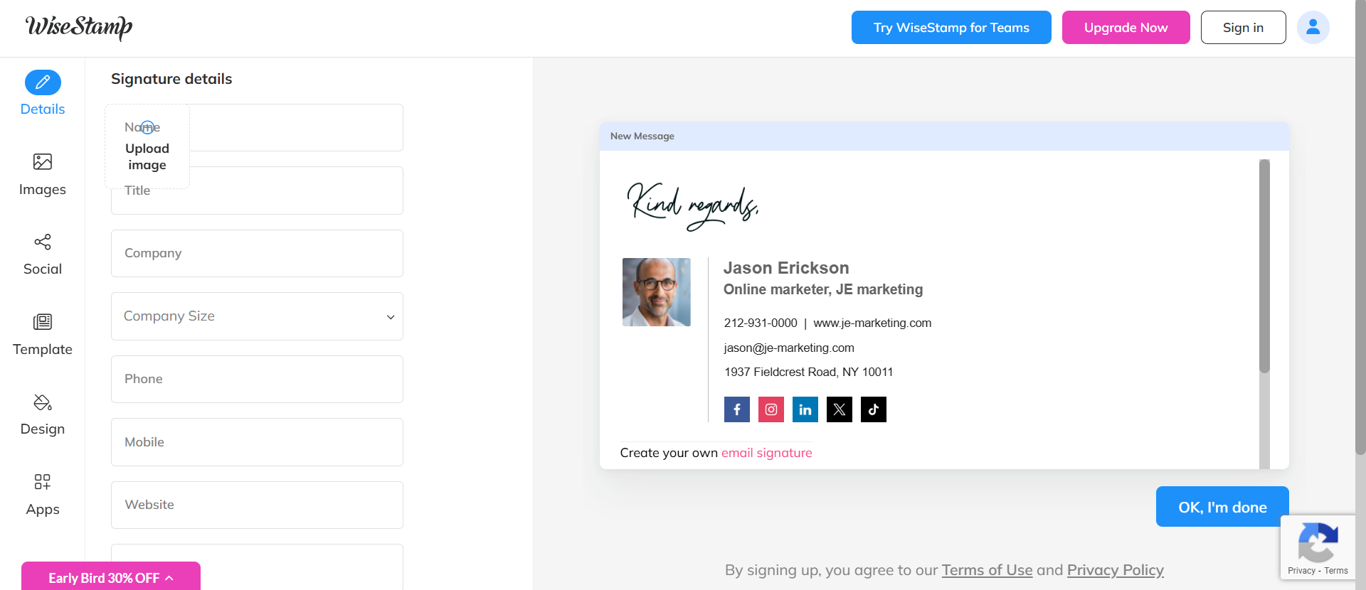 WiseStamp mejor generador de firmas gratuito