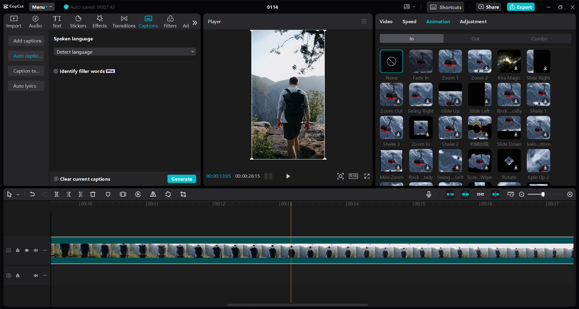 Interface of the CapCut desktop video editor - the best way to make YouTube shorts