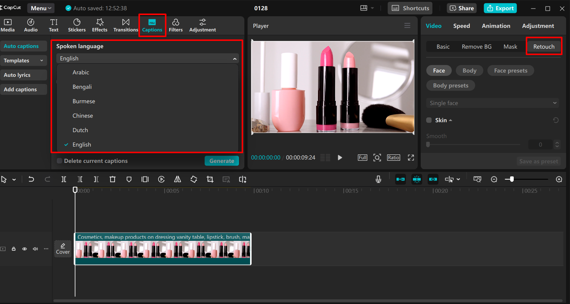 Editing and refining a video in the CapCut desktop video editor