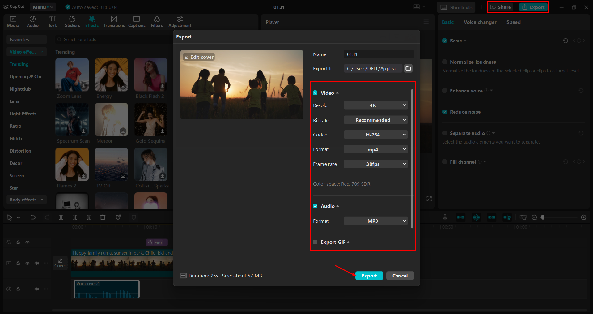 Pag-export ng video mula sa CapCut desktop video editor
