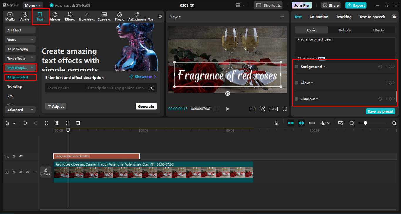 Hinzufügen und Ändern des Textes in CapCut Desktop-Video-Editor