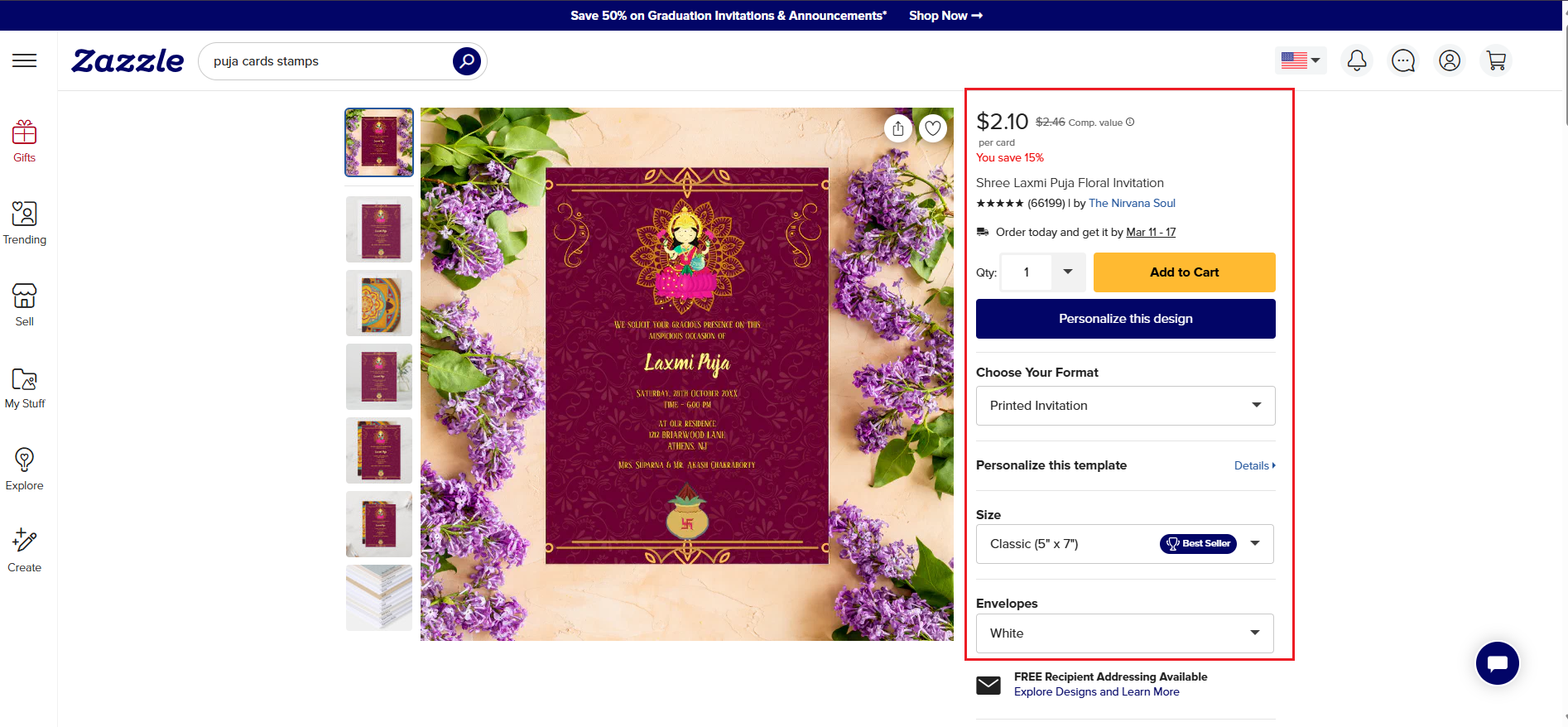 Projekt zaproszenia do pudży Saraswati