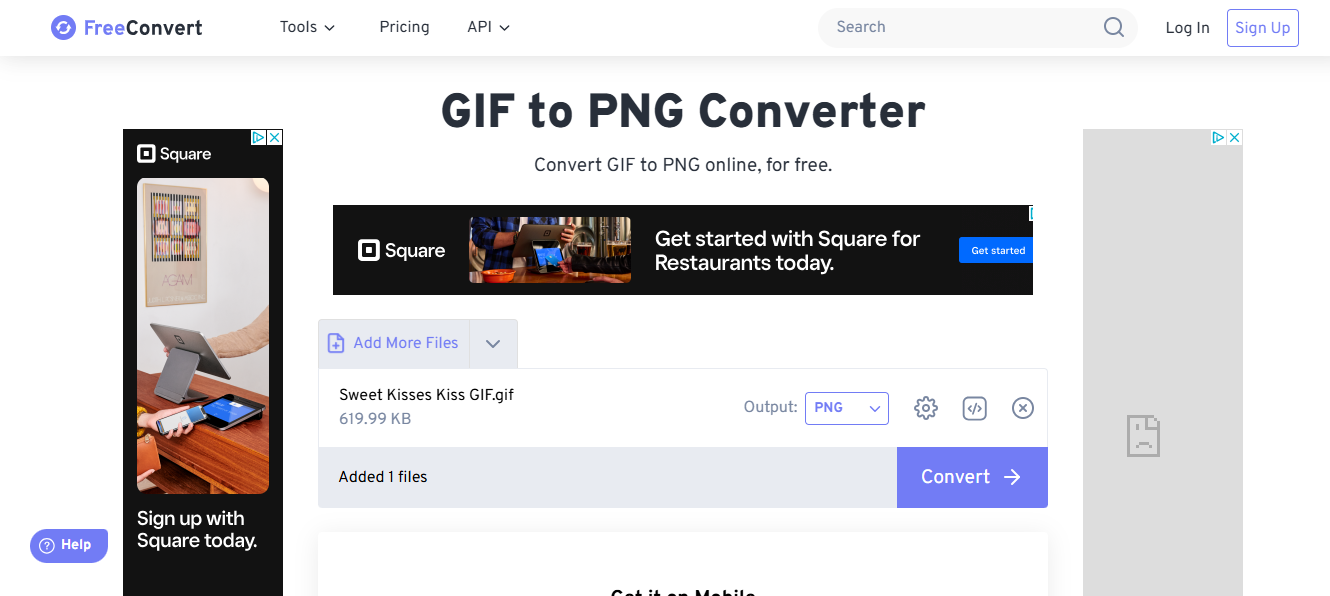 Importa il file GIF