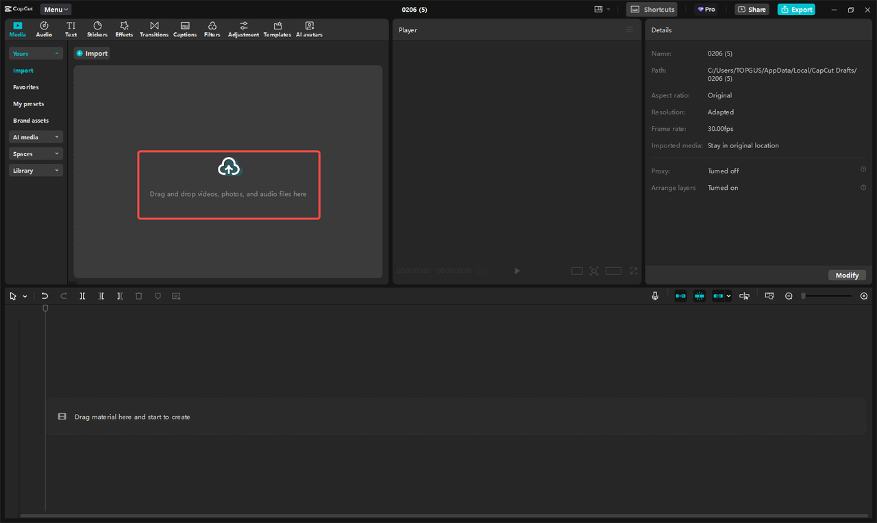 Import your clips