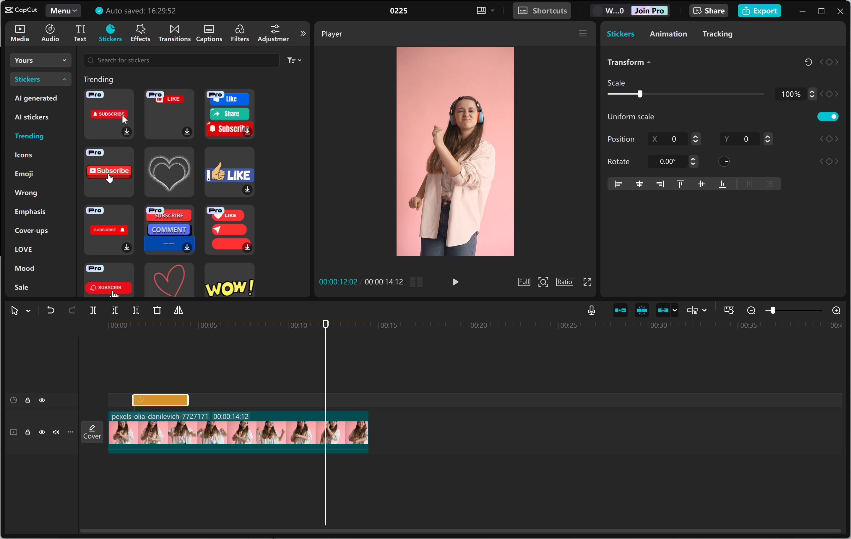 Interface de edição do editor de vídeo para desktop CapCut - a melhor ferramenta para criar Instagram Reels