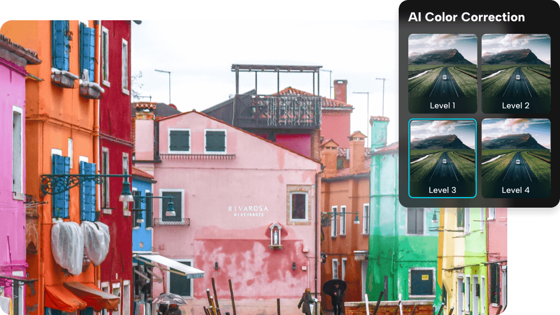 Create true levels and vibrant colors with AI color correction