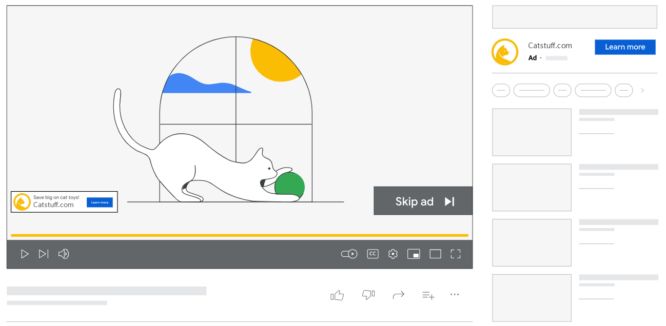 Типы потоковой видеорекламы YouTube-Пропускаемая потоковая реклама