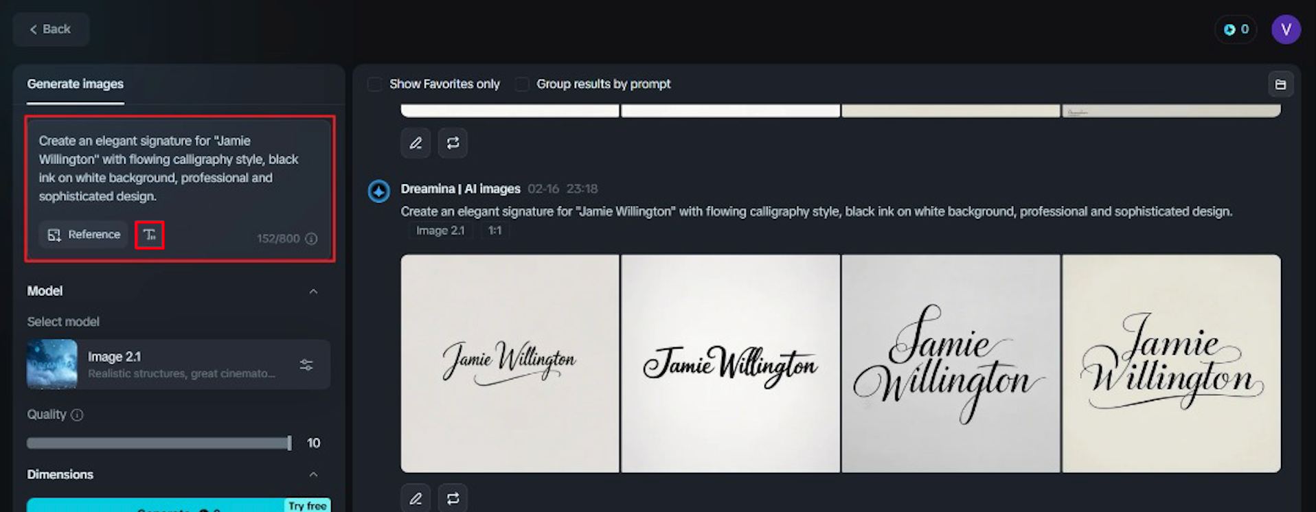Online signature generator by name