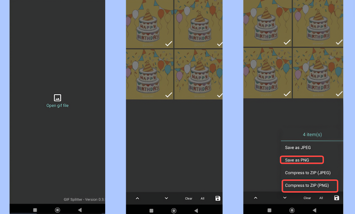 Convertire GIF in PNG in splitter GIF
