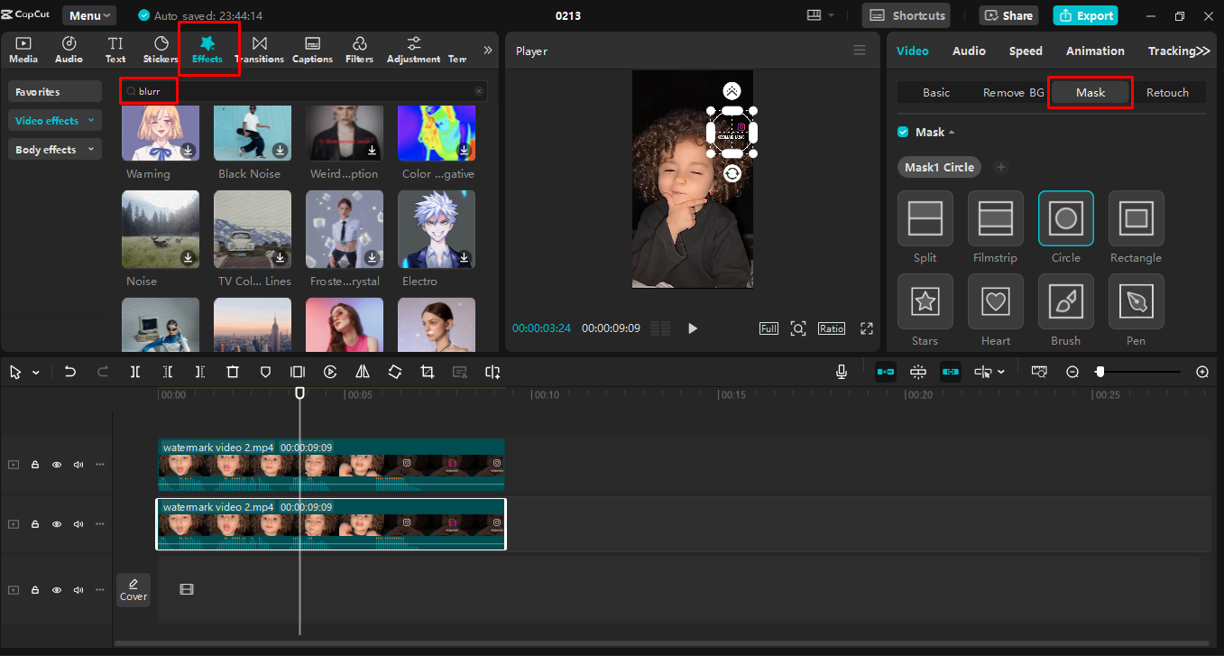 Overlaying the video to remove the watermark in the CapCut desktop video editor