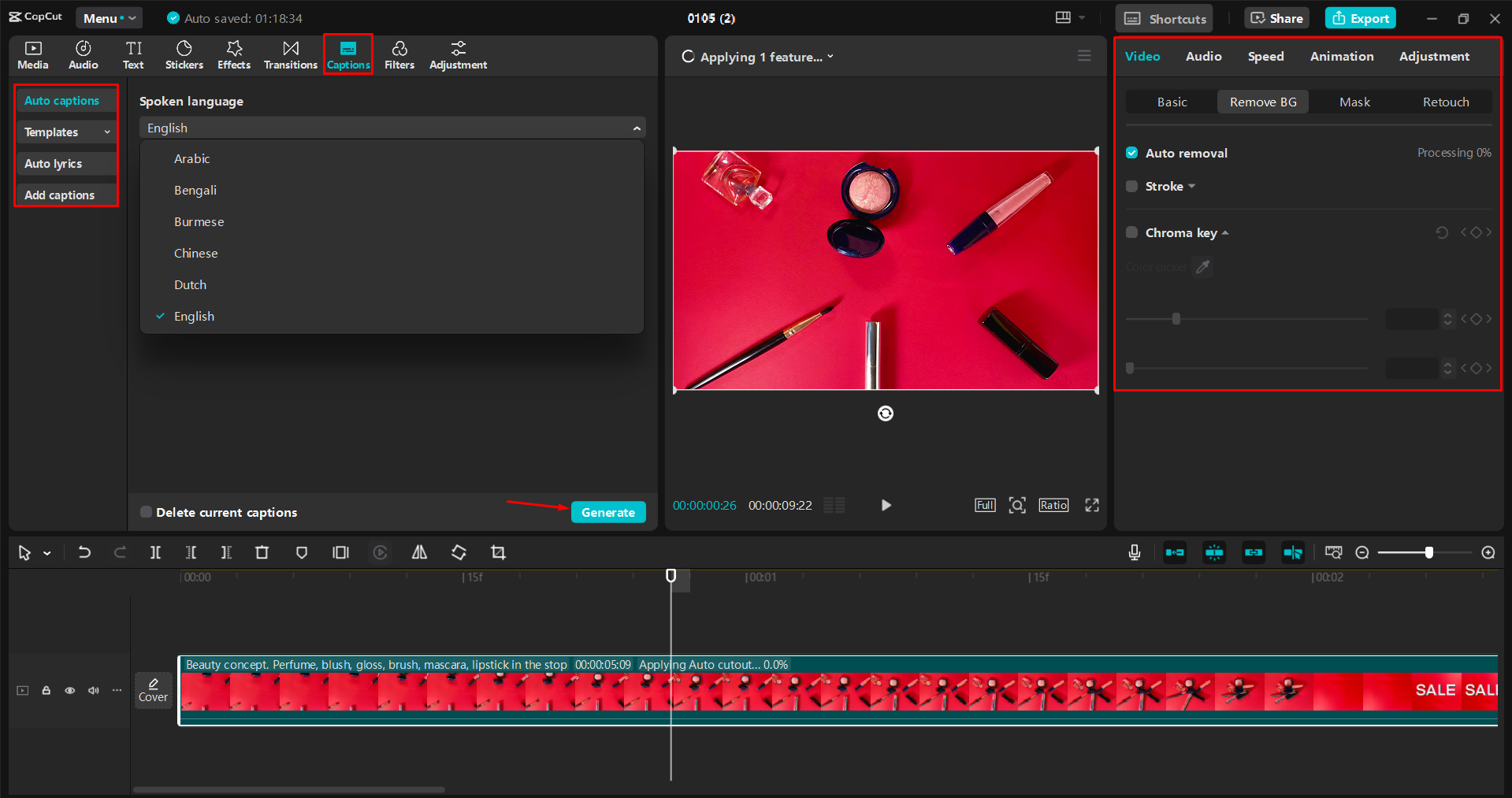 Bearbeiten eines Videos für YouTube im CapCut Desktop-Video-Editor