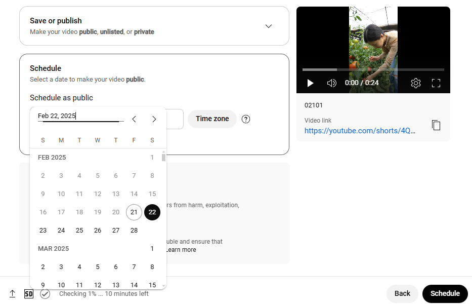 Schedule video in YouTube Studio