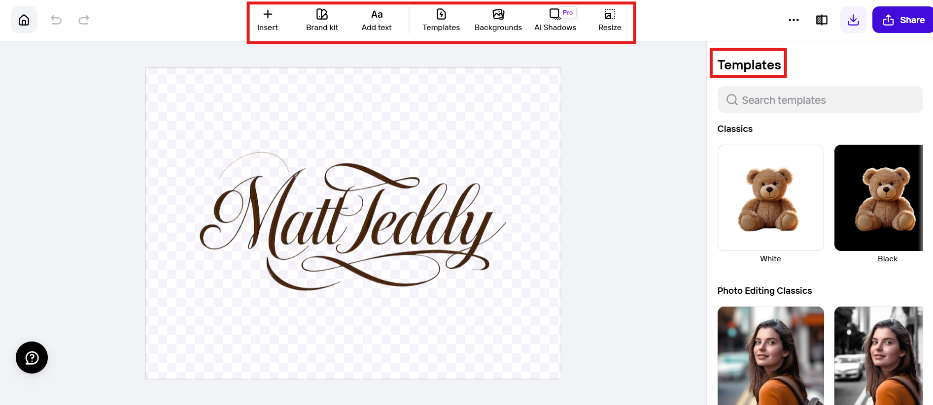 Crear firma sobre fondo transparente