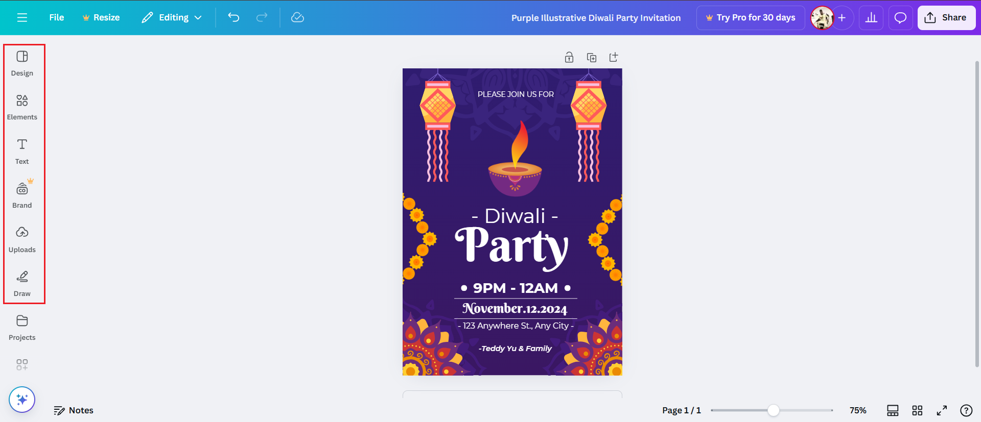 creative Diwali invite