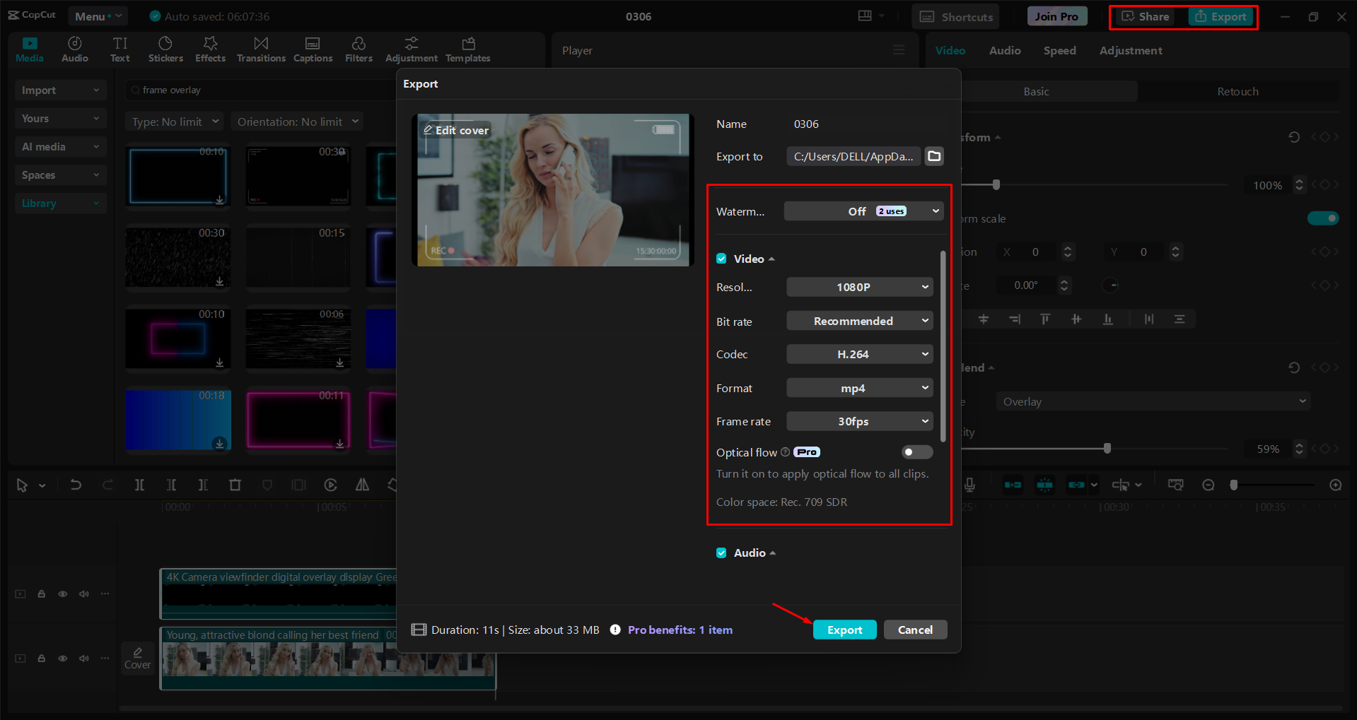 Xuất video từ trình CapCut chỉnh sửa video trên máy tính để bàn