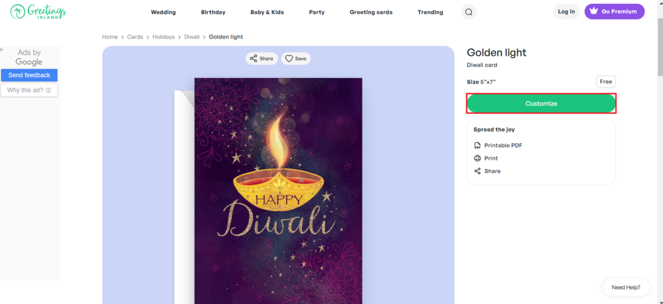 Diwali greeting card online