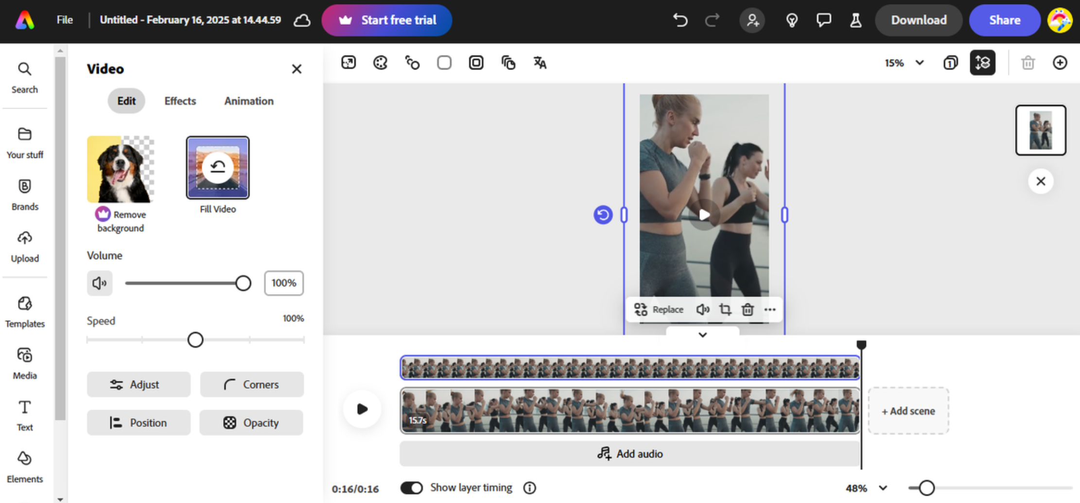 Interface of Adobe Express - one of the known free Instagram reel makers
