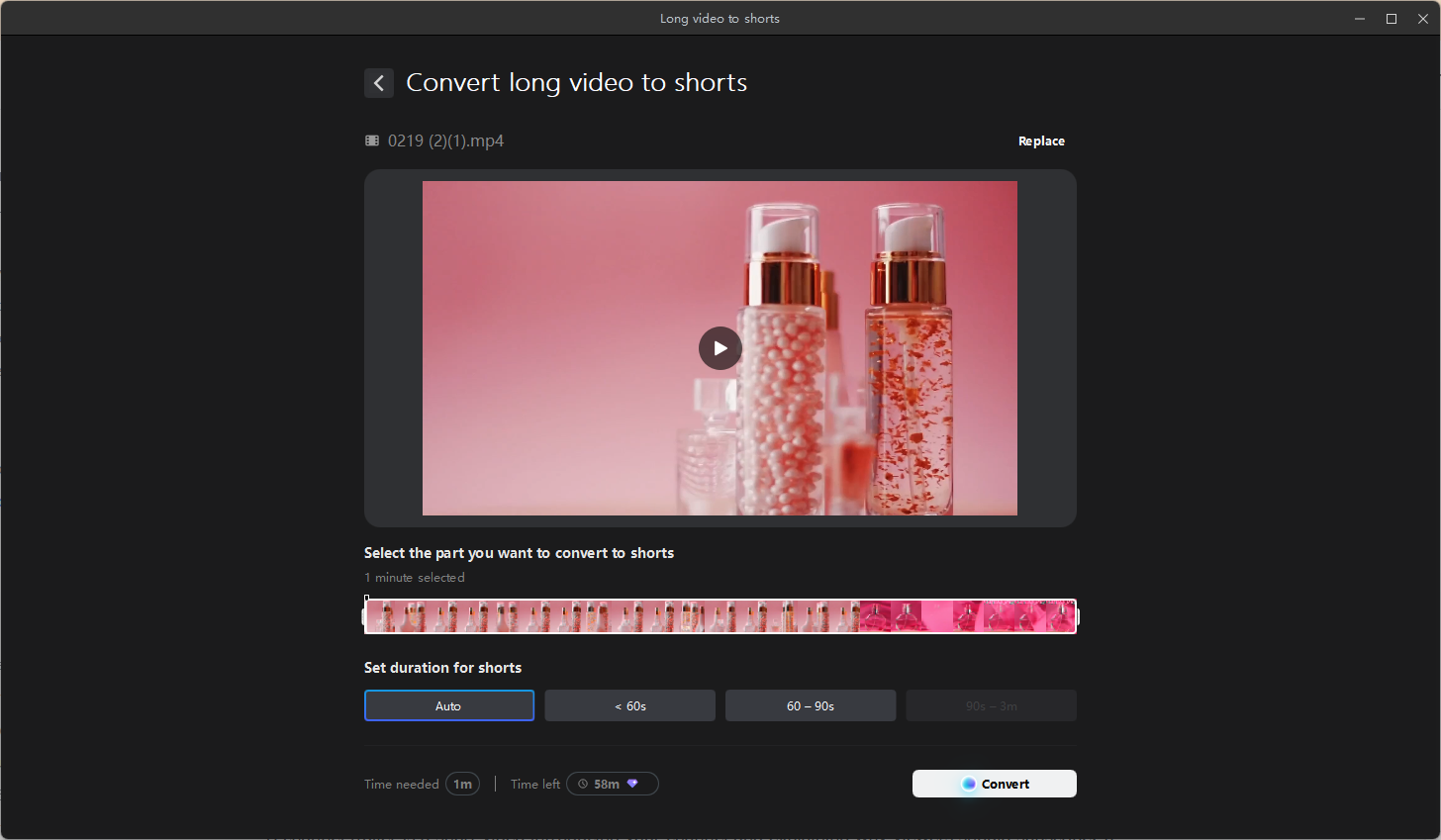 Convertir une vidéo longue en courte CapCut