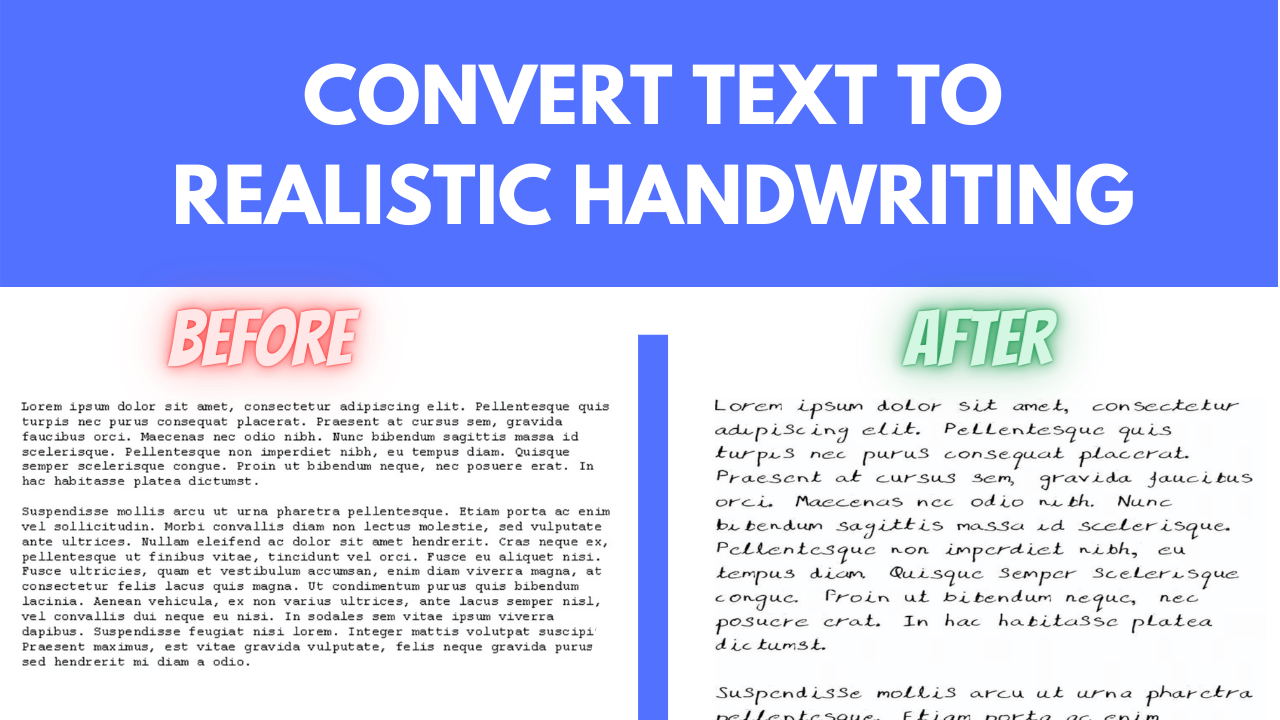 Afbeelding met een voorbeeld van een converter voor tekst naar handschrift