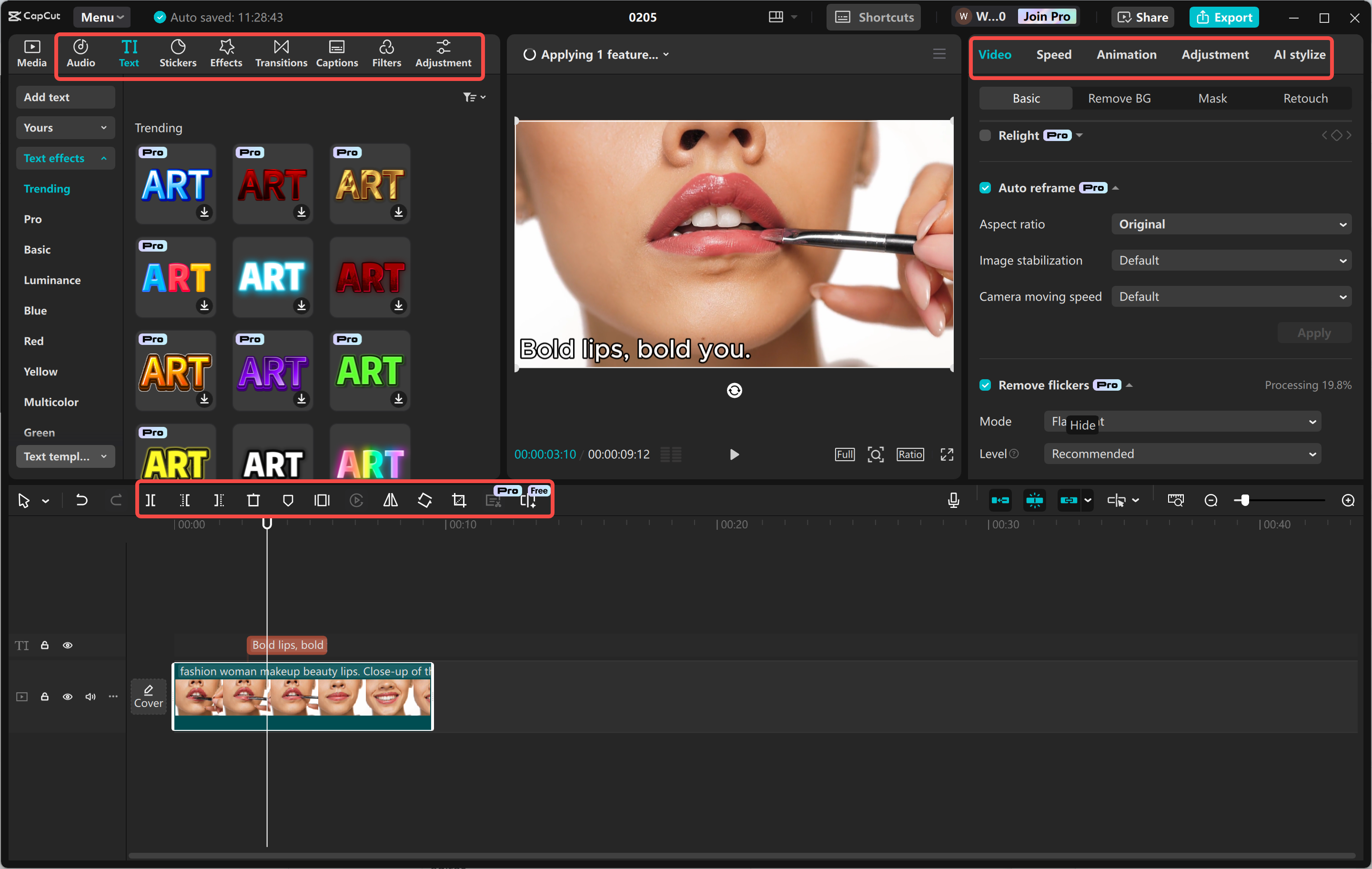 Bearbeiten von Werbebannern im CapCut Desktop-Video-Editor