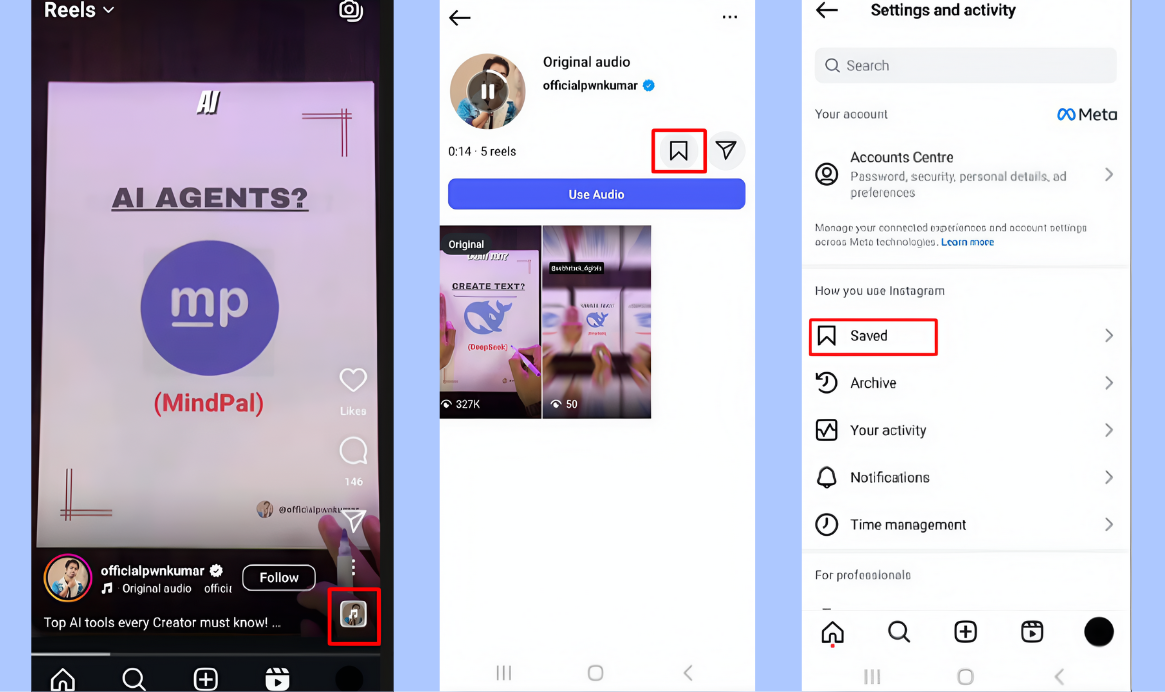 Instagramからオーディオを保存しますReels