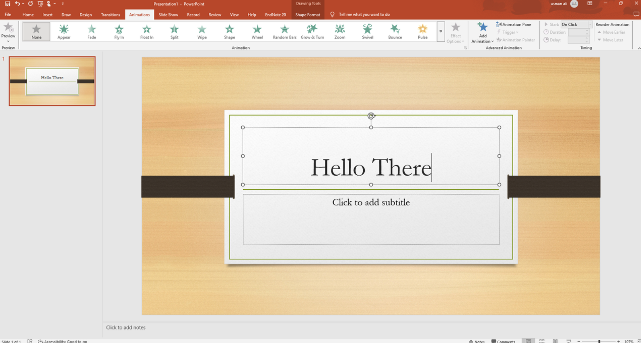 Ouverture du volet Animation dans PowerPoint