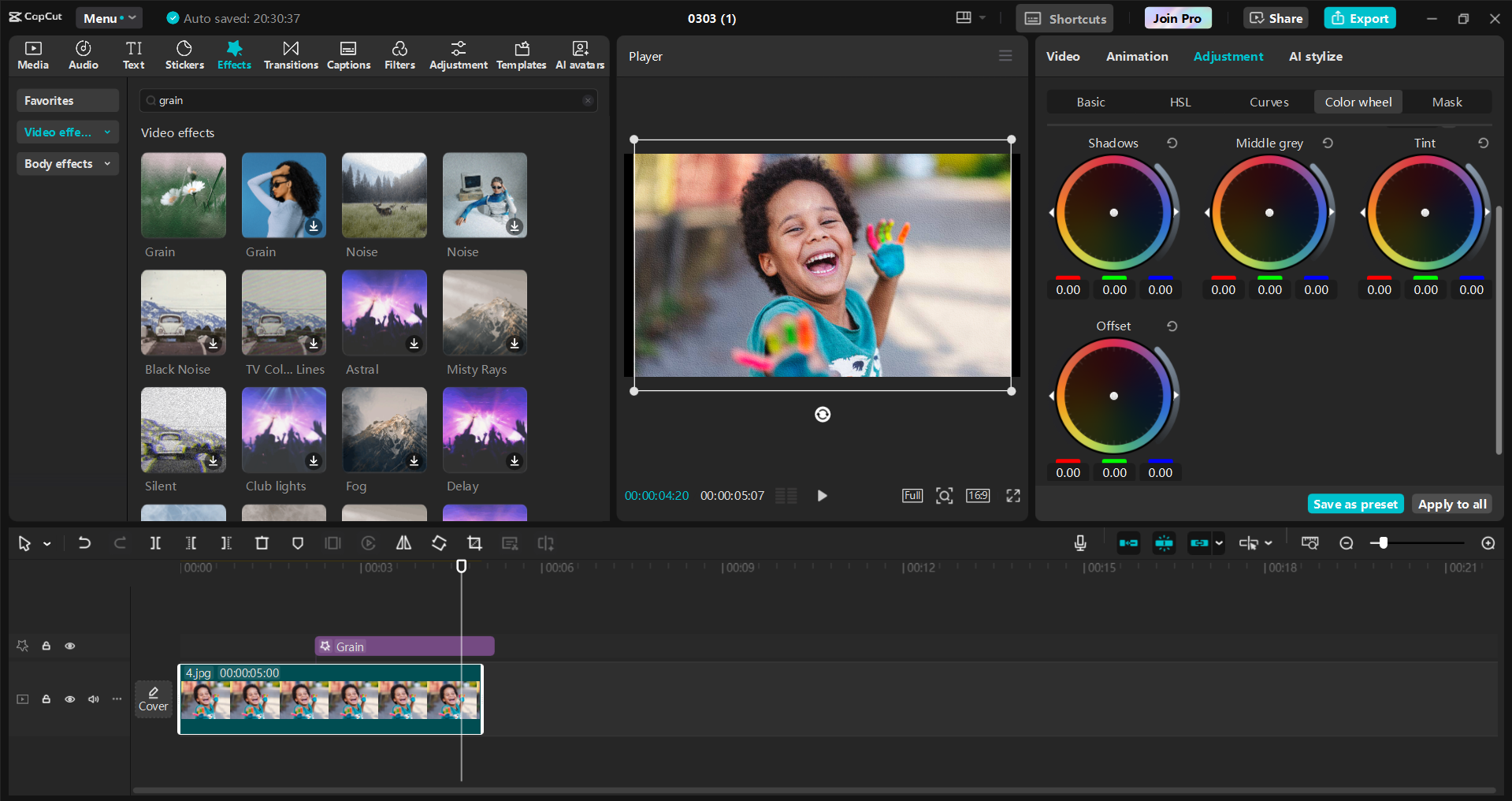 Interfaz del CapCut editor de video de escritorio: una herramienta ideal para agregar efecto de grano a sus imágenes