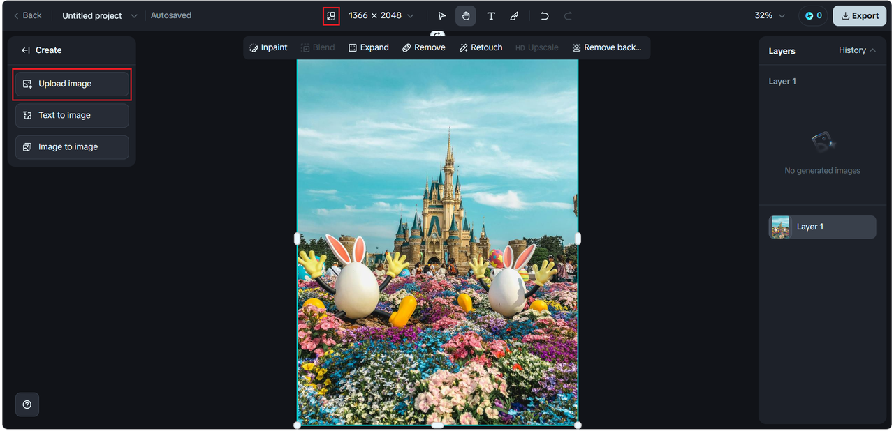キャンバスに写真をアップロードしてください