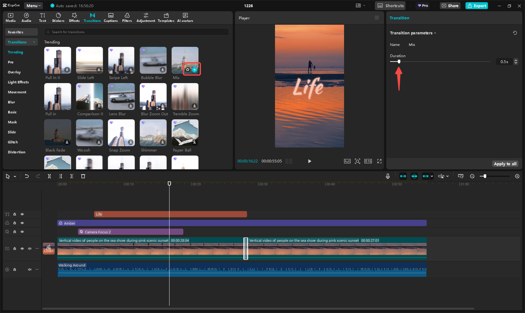 Apply transitions and enhance your video