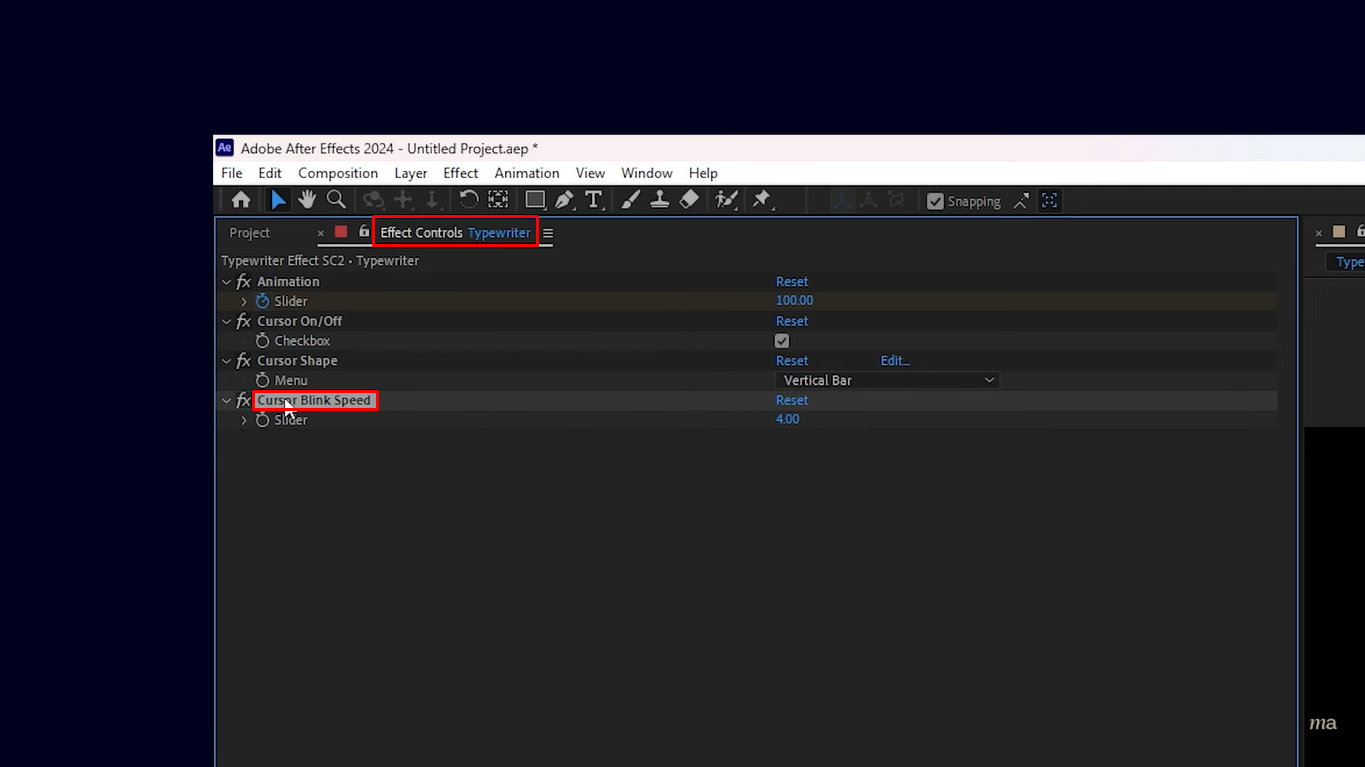 Aplicando a máquina de escrever do cursor piscando para o efeito de gravação de texto no After Effects