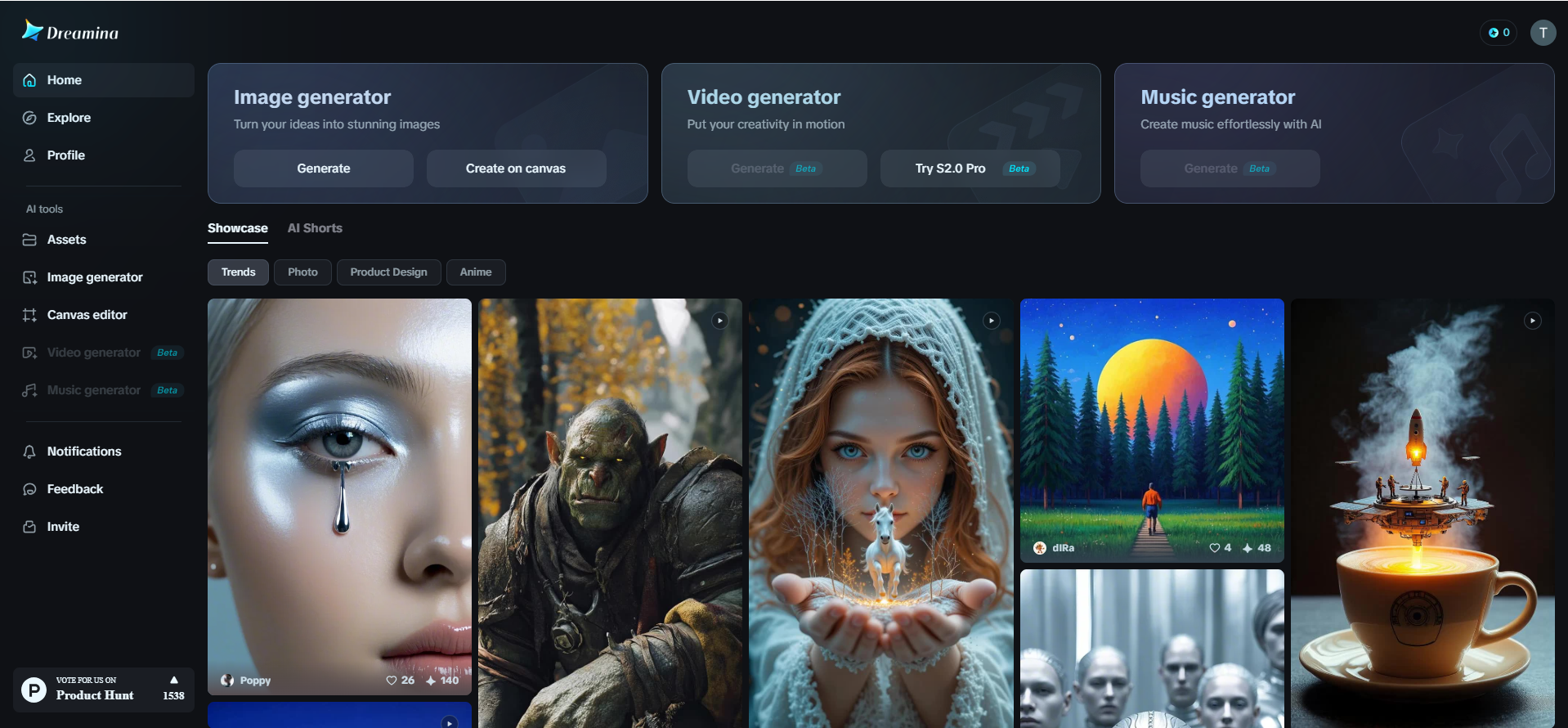 Dreamina's homepage