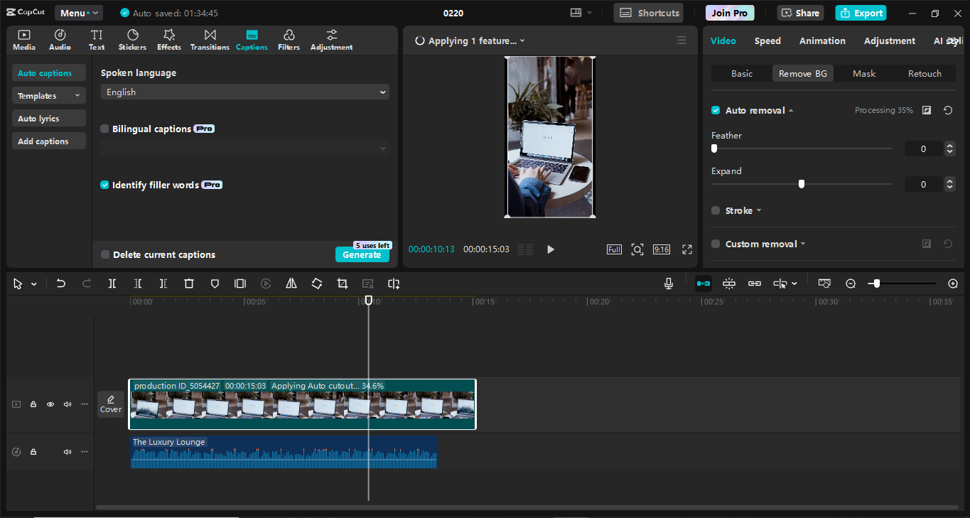 Interfaccia dell' CapCut editor video desktop: il miglior strumento per creare video TikTok
