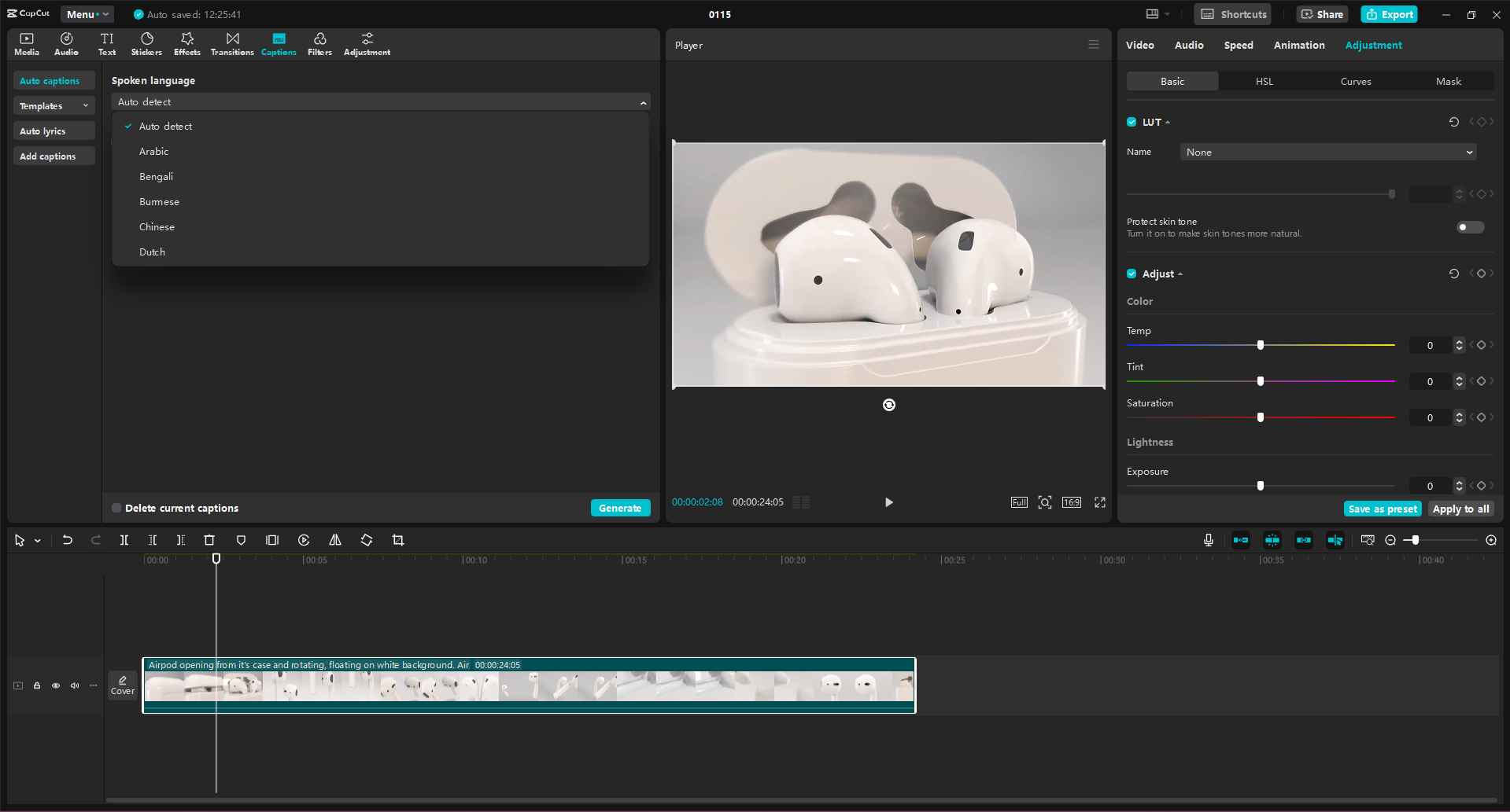 Interface of the CapCut desktop video editor - an easy way to edit sponsored ads for YouTube
