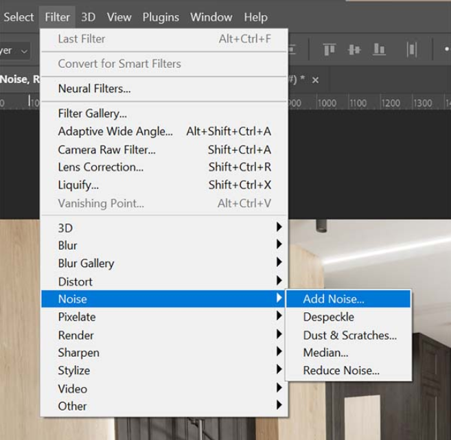 レイヤーをマージせずにPhoto shopにノイズフィルタを追加する簡単な方法
