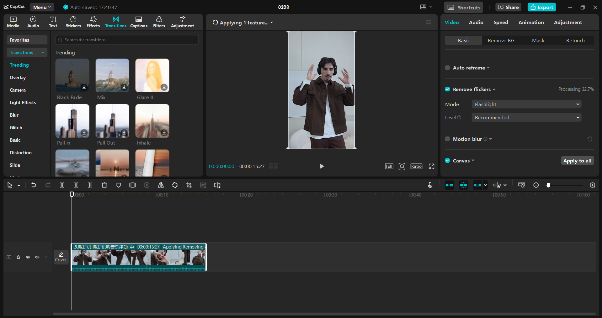 Interface do editor de vídeo para desktop CapCut - a maneira perfeita de fazer bons rolos do Instagram