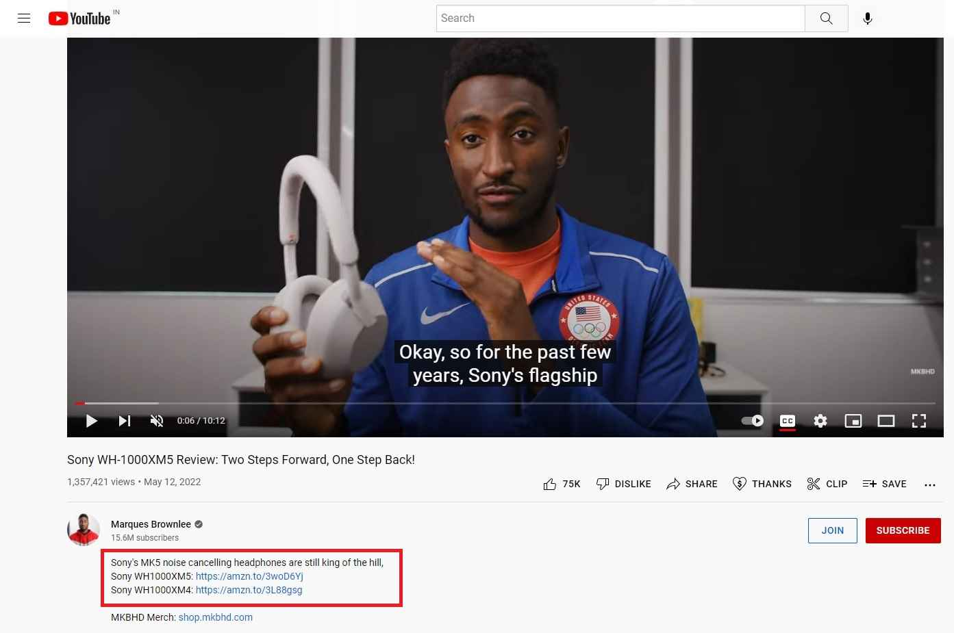 YouTuber promoting a product through affiliate sponsorship