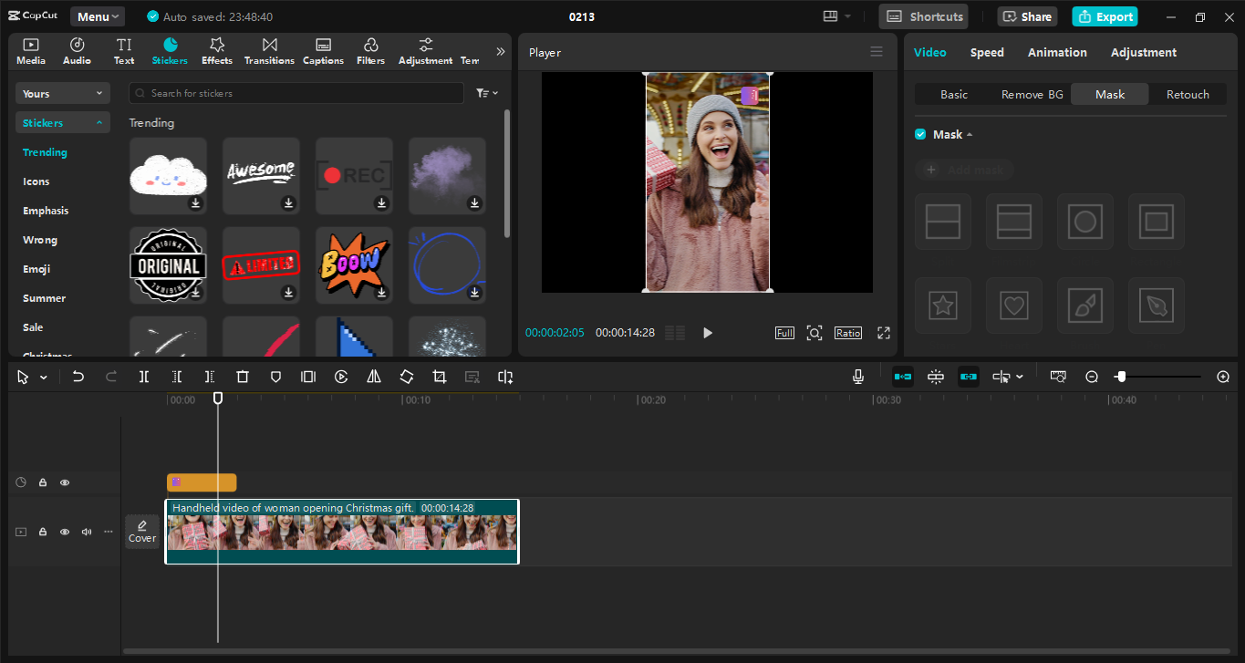 Interface of the CapCut desktop video editor - the best tool to remove watermarks from Instagram reels
