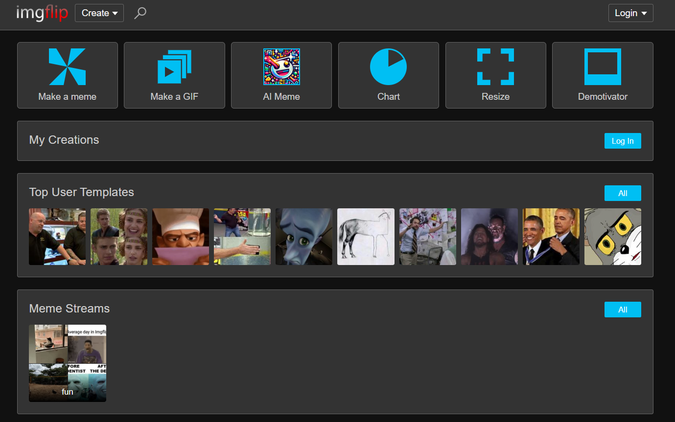 Página de inicio de Imgflip