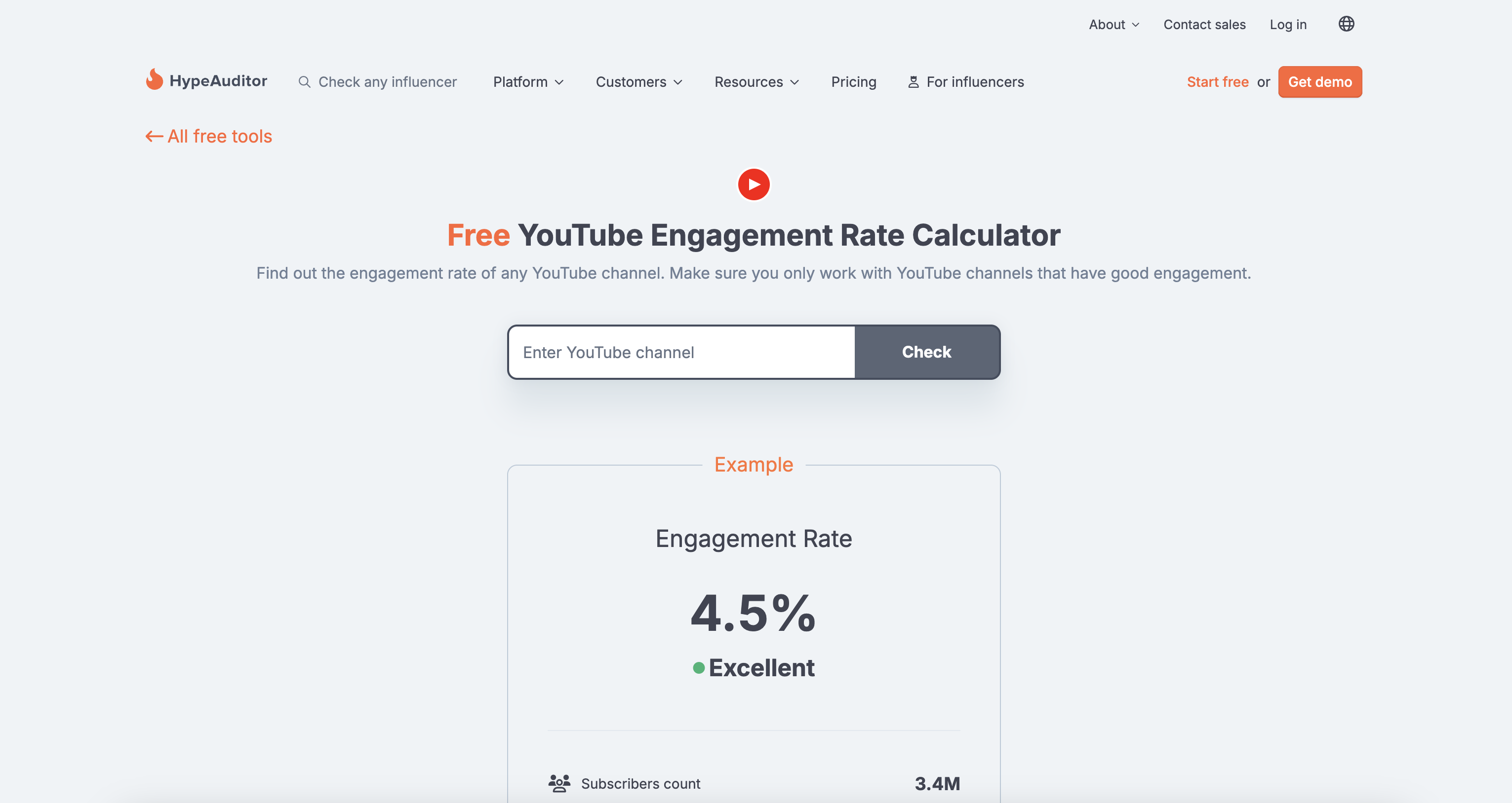HypeAuditor Kalkulator tingkat keterlibatan video YouTube