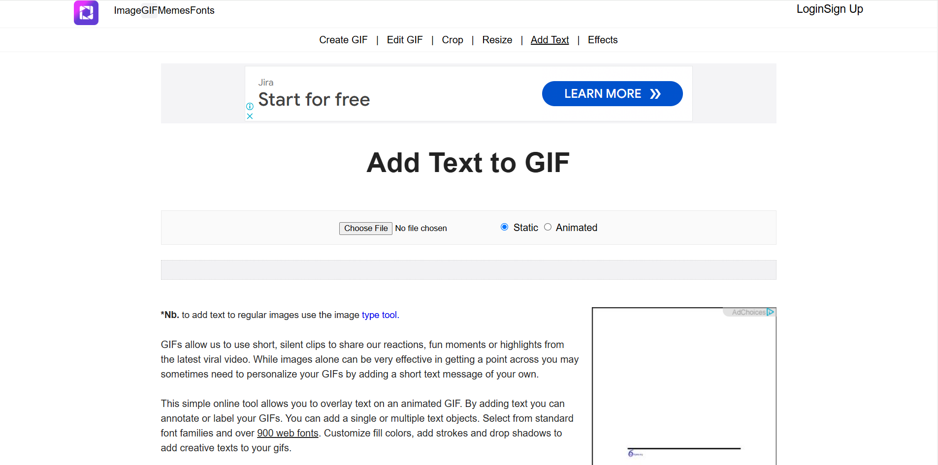 Interfaz de Gifgit: una forma rápida de agregar escritura a GIFs
