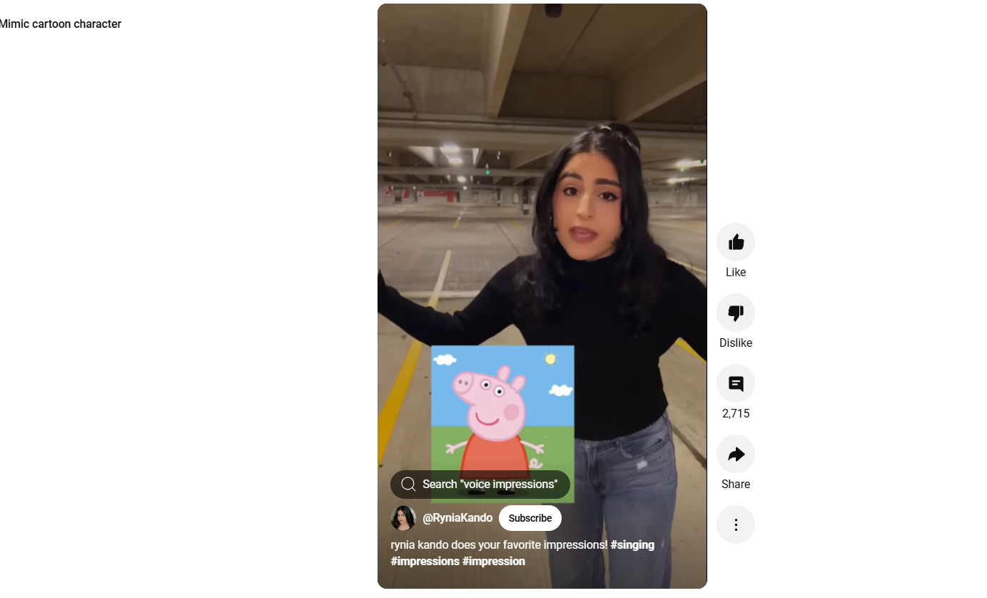Imite shorts engraçados de personagens de desenhos animados do YouTube
