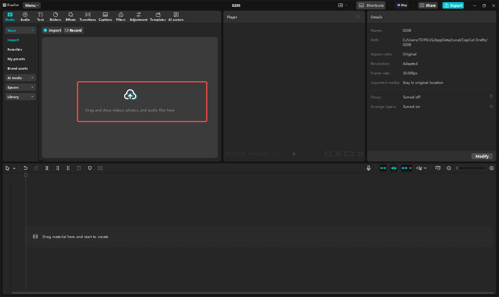 Subiendo el video a CapCut