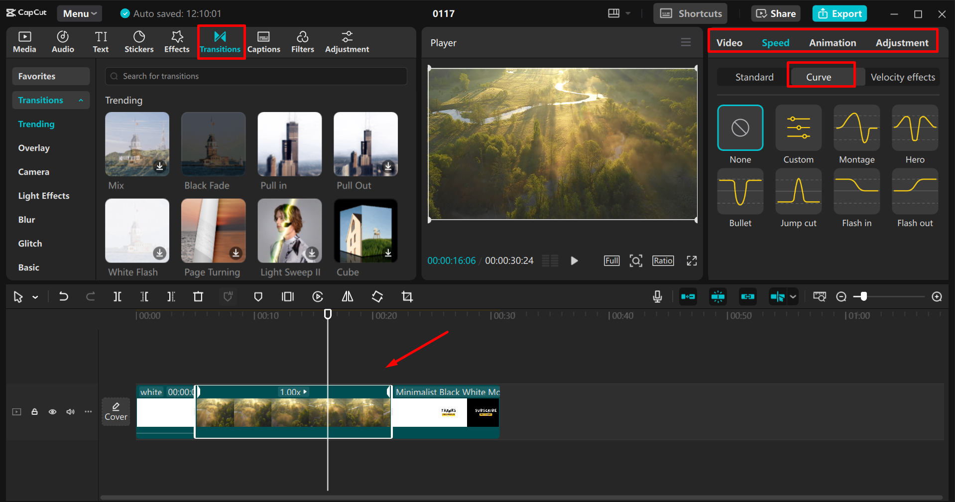 Montage d'une vidéo dans l' CapCut éditeur vidéo de bureau