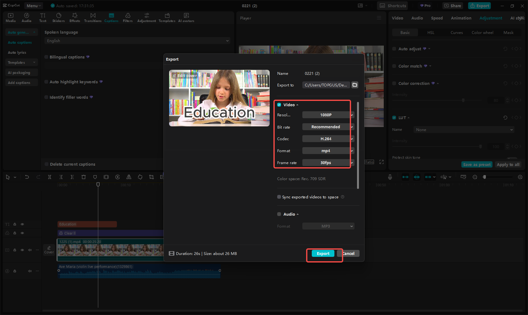 Exportar video de YouTube