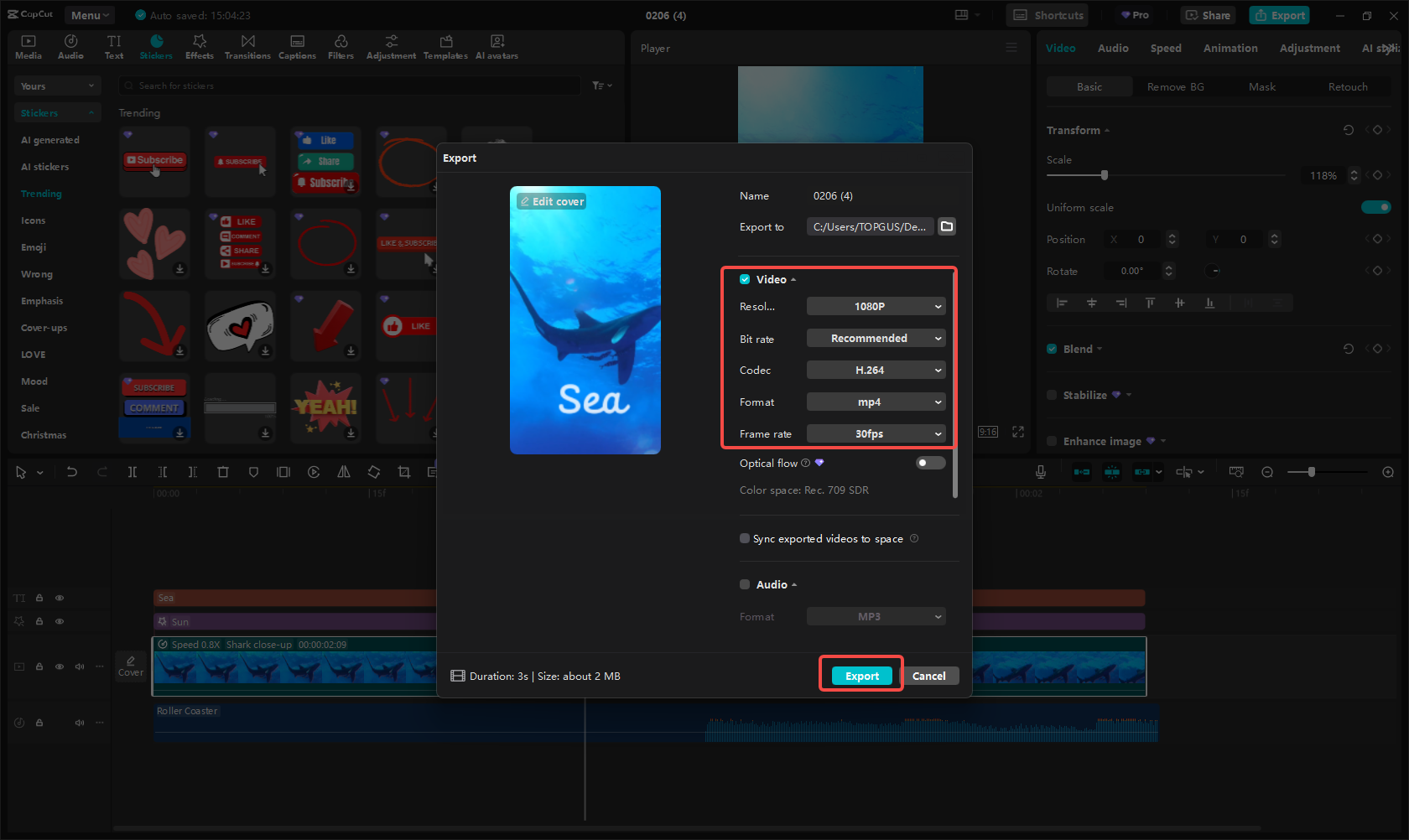 Export the Instagram Reel