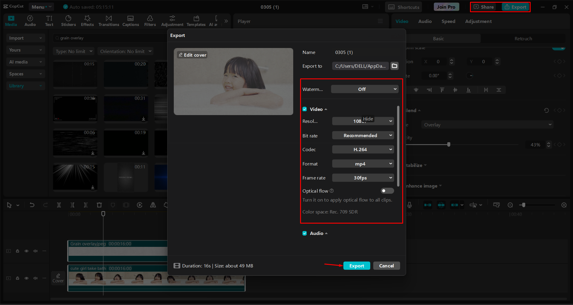 Mengekspor video dari editor video desktop CapCut