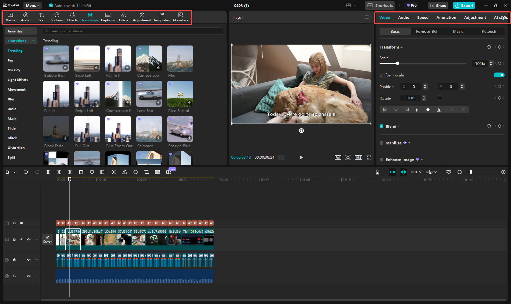 Convert the script to video