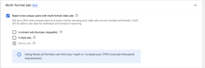 Menyelesaikan kampanye Google Shorts Ads dengan mengunggah aset