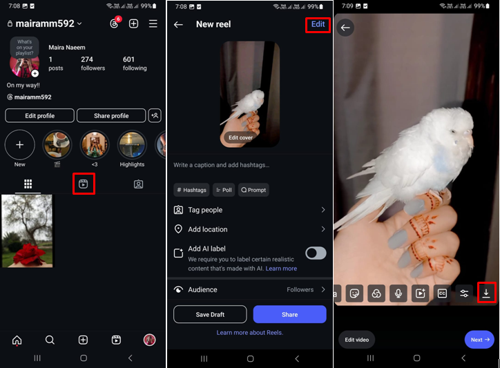Imagine care arată cum să salvați schița bobinei pe rola camerei cu audio